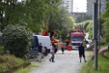 Koelner Seilbahn Gondel blieb haengen Koeln Linksrheinisch P105